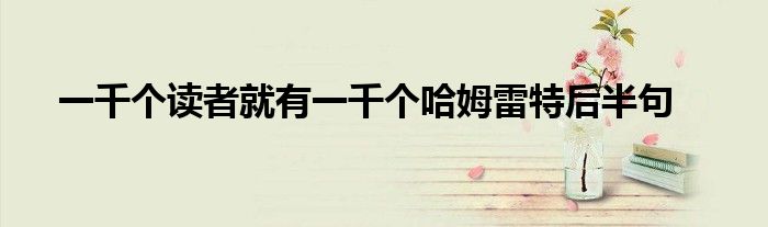 一千个读者就有一千个哈姆雷特后半句