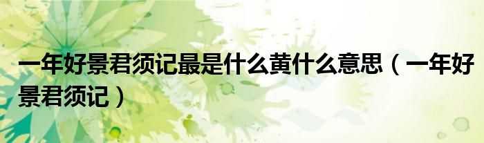 一年好景君须记最是什么黄什么意思（一年好景君须记）