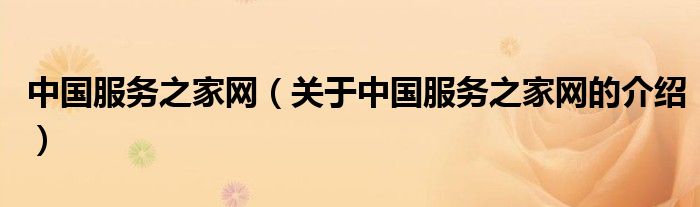 中国服务之家网（关于中国服务之家网的介绍）