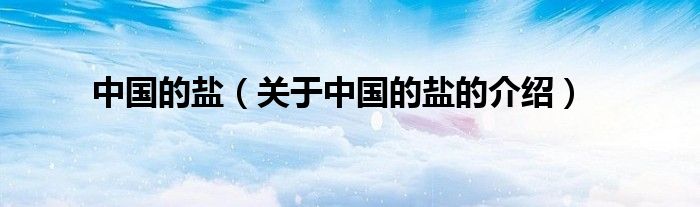 中国的盐（关于中国的盐的介绍）
