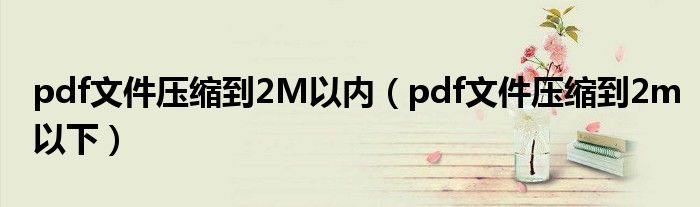 pdf文件压缩到2M以内（pdf文件压缩到2m以下）
