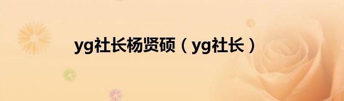 yg社长杨贤硕（yg社长）
