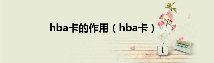 hba卡的作用（hba卡）