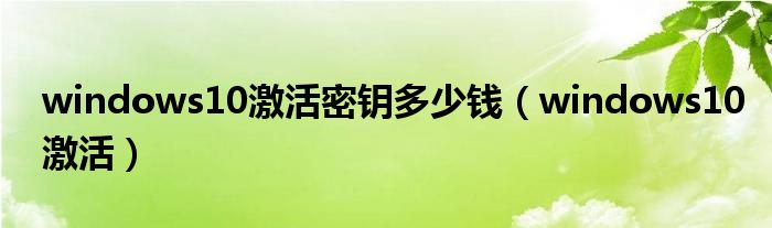 windows10激活密钥多少钱（windows10激活）