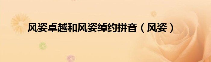 风姿卓越和风姿绰约拼音（风姿）