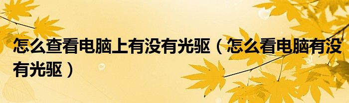 怎么查看电脑上有没有光驱（怎么看电脑有没有光驱）