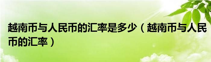 越南币与人民币的汇率是多少（越南币与人民币的汇率）