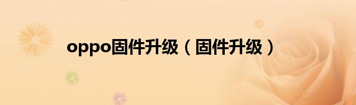 oppo固件升级（固件升级）