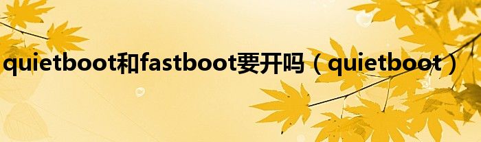 quietboot和fastboot要开吗（quietboot）