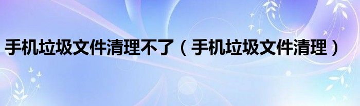手机垃圾文件清理不了（手机垃圾文件清理）