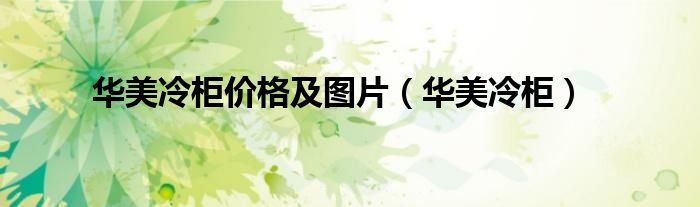华美冷柜价格及图片（华美冷柜）