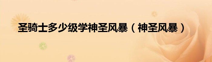 圣骑士多少级学神圣风暴（神圣风暴）
