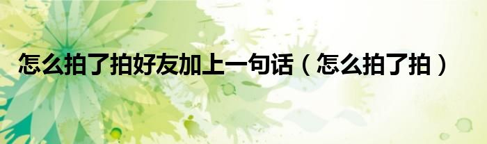 怎么拍了拍好友加上一句话（怎么拍了拍）