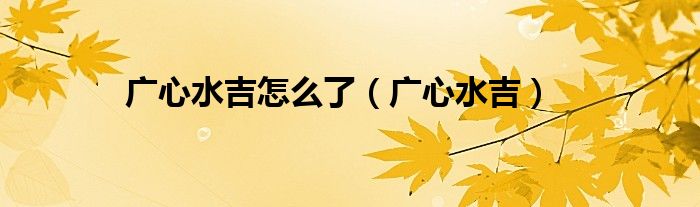 广心水吉怎么了（广心水吉）