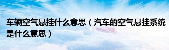 车辆空气悬挂什么意思（汽车的空气悬挂系统是什么意思）
