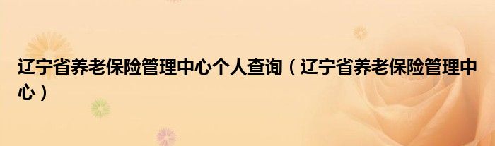 辽宁省养老保险管理中心个人查询（辽宁省养老保险管理中心）