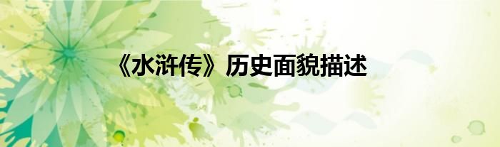 《水浒传》历史面貌描述