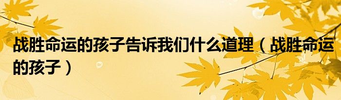 战胜命运的孩子告诉我们什么道理（战胜命运的孩子）