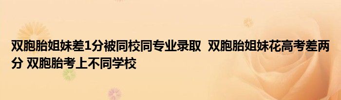 双胞胎姐妹差1分被同校同专业录取 双胞胎姐妹花高考差两分 双胞胎考上不同学校