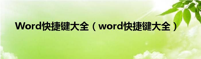 Word快捷键大全（word快捷键大全）