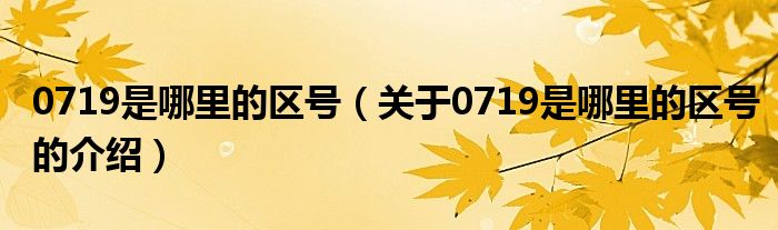 0719是哪里的区号（关于0719是哪里的区号的介绍）