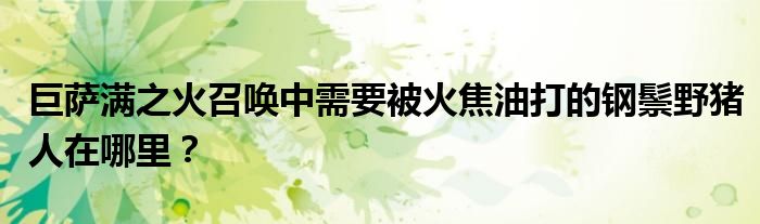 巨萨满之火召唤中需要被火焦油打的钢鬃野猪人在哪里？