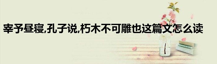 宰予昼寝,孔子说,朽木不可雕也这篇文怎么读