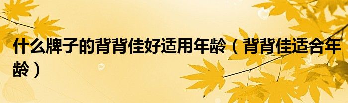 什么牌子的背背佳好适用年龄（背背佳适合年龄）