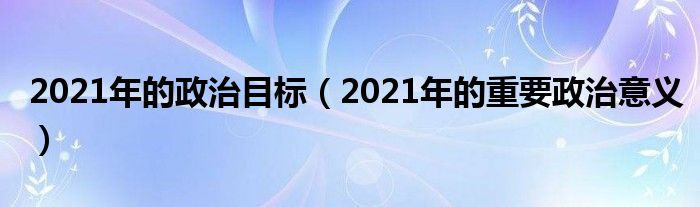 2021年的政治目标（2021年的重要政治意义）