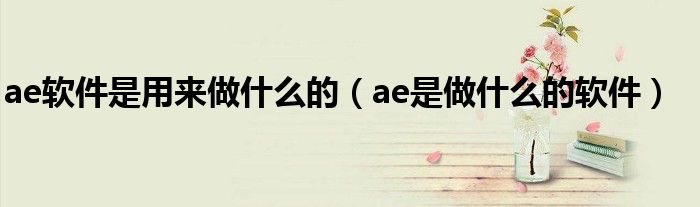 ae软件是用来做什么的（ae是做什么的软件）