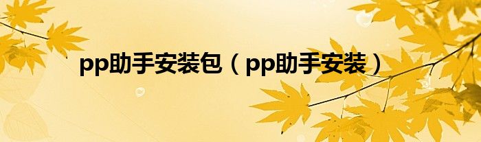 pp助手安装包（pp助手安装）