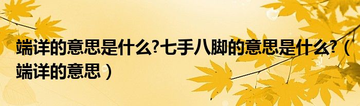 端详的意思是什么?七手八脚的意思是什么?（端详的意思）