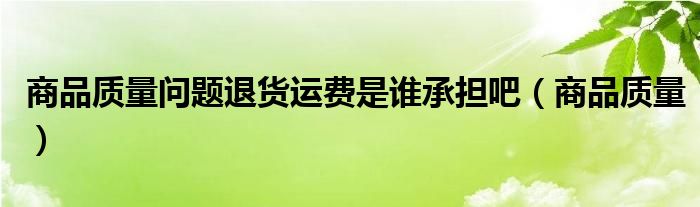 商品质量问题退货运费是谁承担吧（商品质量）