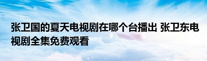 张卫国的夏天电视剧在哪个台播出 张卫东电视剧全集免费观看