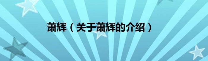 萧辉（关于萧辉的介绍）