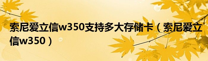 索尼爱立信w350支持多大存储卡（索尼爱立信w350）