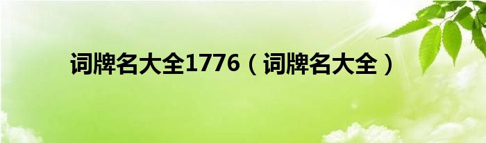 词牌名大全1776（词牌名大全）
