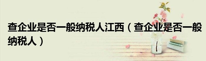 查企业是否一般纳税人江西（查企业是否一般纳税人）