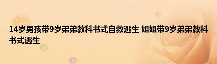 14岁男孩带9岁弟弟教科书式自救逃生 姐姐带9岁弟弟教科书式逃生