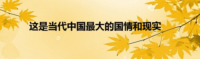 这是当代中国最大的国情和现实