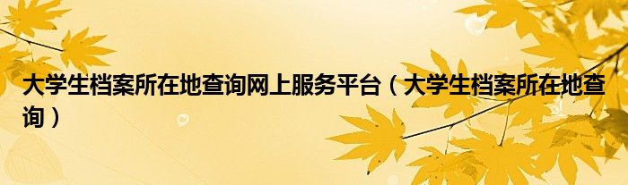 大学生档案所在地查询网上服务平台（大学生档案所在地查询）