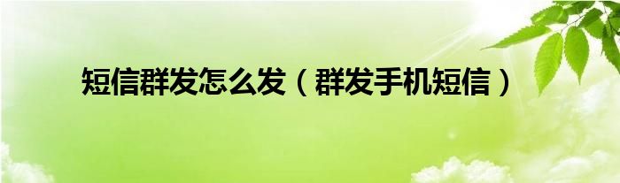 短信群发怎么发（群发手机短信）