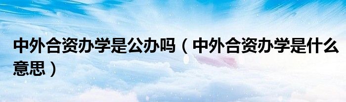 中外合资办学是公办吗（中外合资办学是什么意思）