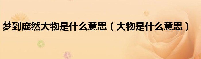 梦到庞然大物是什么意思（大物是什么意思）