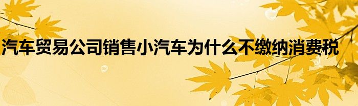 汽车贸易公司销售小汽车为什么不缴纳消费税