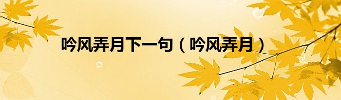 吟风弄月下一句（吟风弄月）