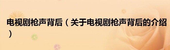 电视剧枪声背后（关于电视剧枪声背后的介绍）