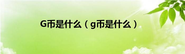 G币是什么（g币是什么）