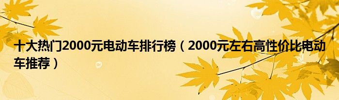 十大热门2000元电动车排行榜（2000元左右高性价比电动车推荐）