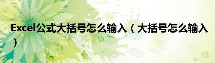 Excel公式大括号怎么输入（大括号怎么输入）